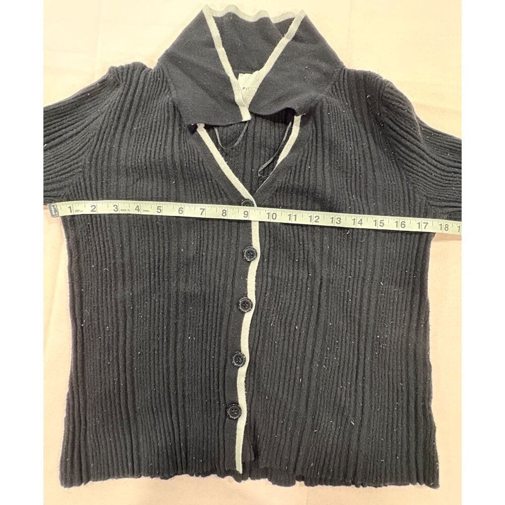 2 Piece Lounge Pink Rose Black & White Ribbed Cardigan Sweater With Pants M - Picture 8 of 16